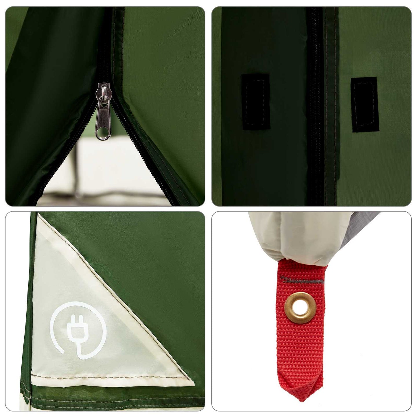 Camping-Zelt-Set mit Dach 2 pcs Grün Taffeta und Stoff