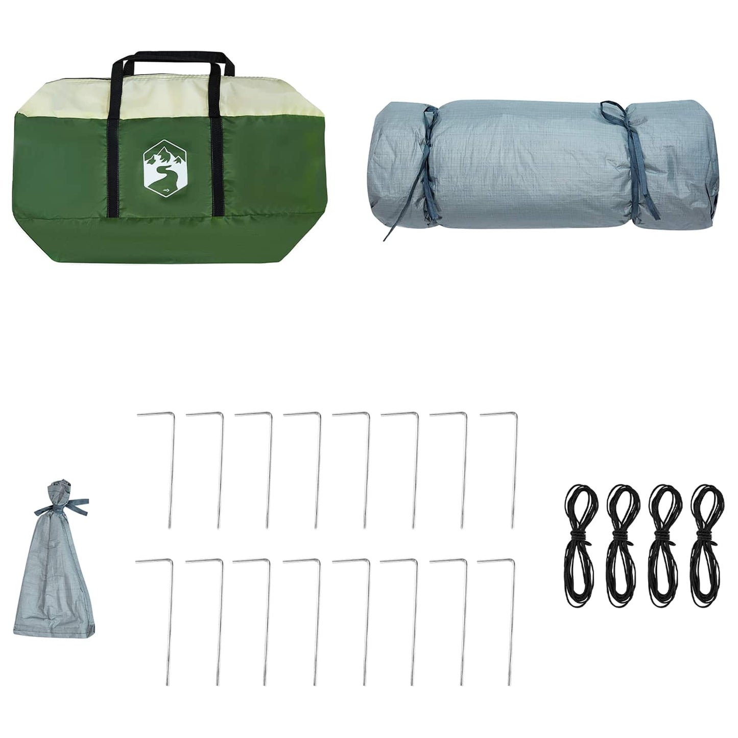 Camping-Zelt-Set mit Dach 2 pcs Grün Taffeta und Stoff