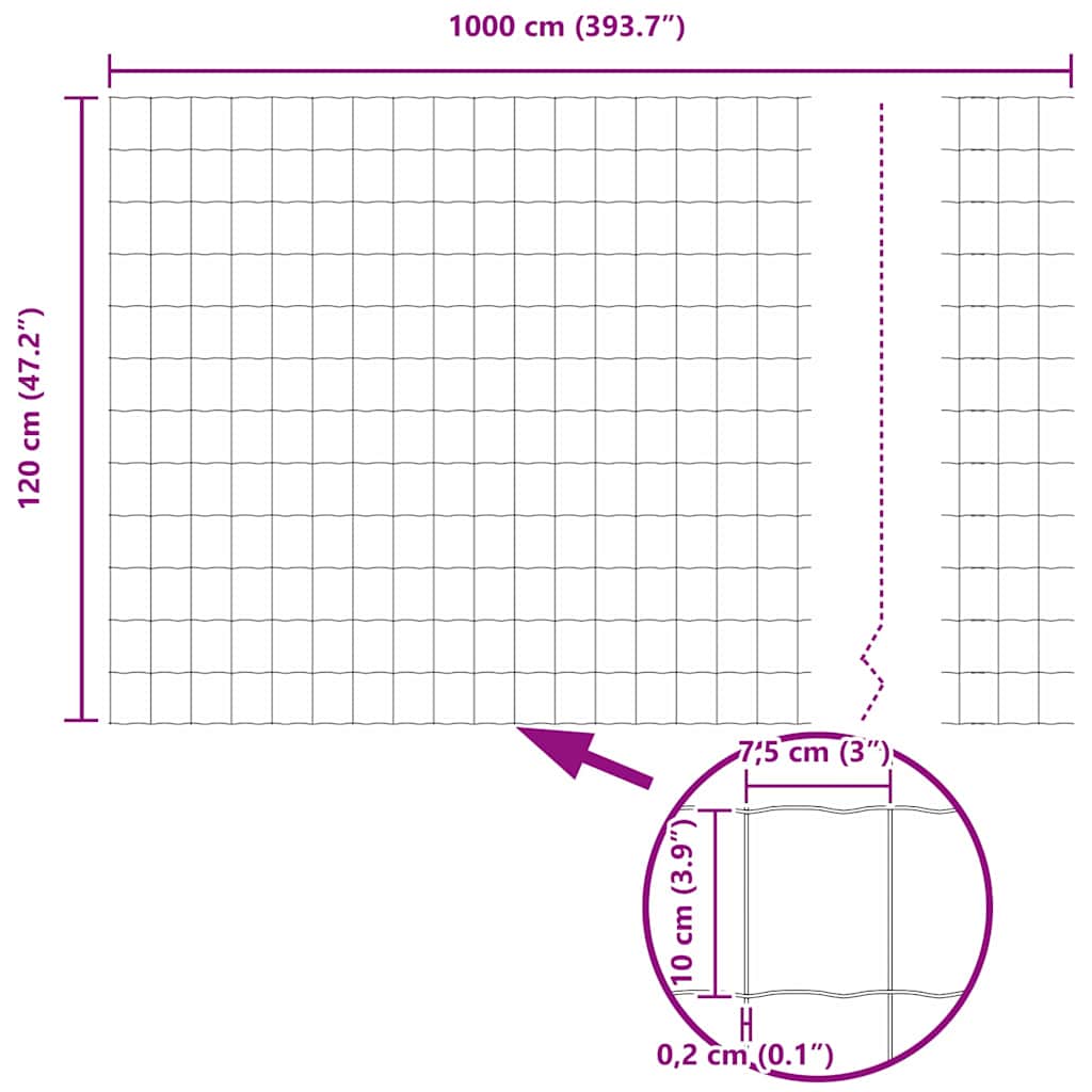 Eurozaun Grün 1,2 x 10 m PVC-beschichtetes Eisen