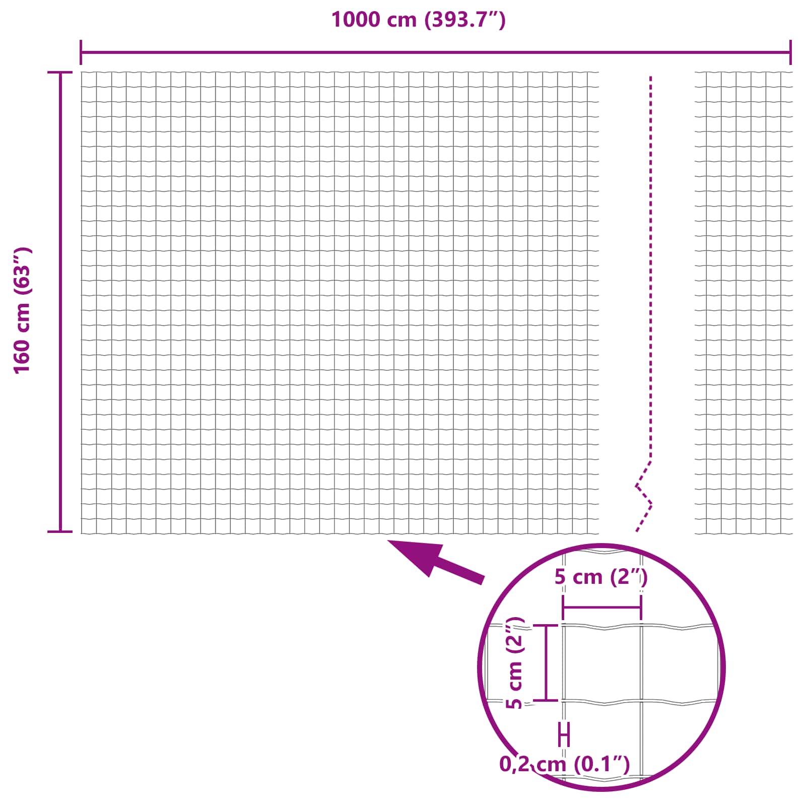 Eurozaun Grau 1,6 x 10 m PVC-beschichtetes Eisen