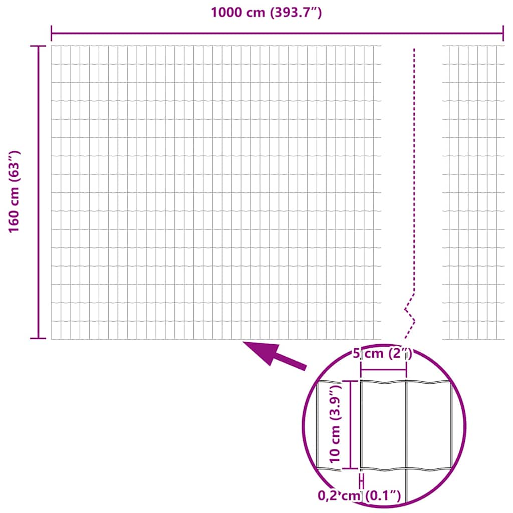 Eurozaun Grau 1,6 x 10 m PVC-beschichtetes Eisen