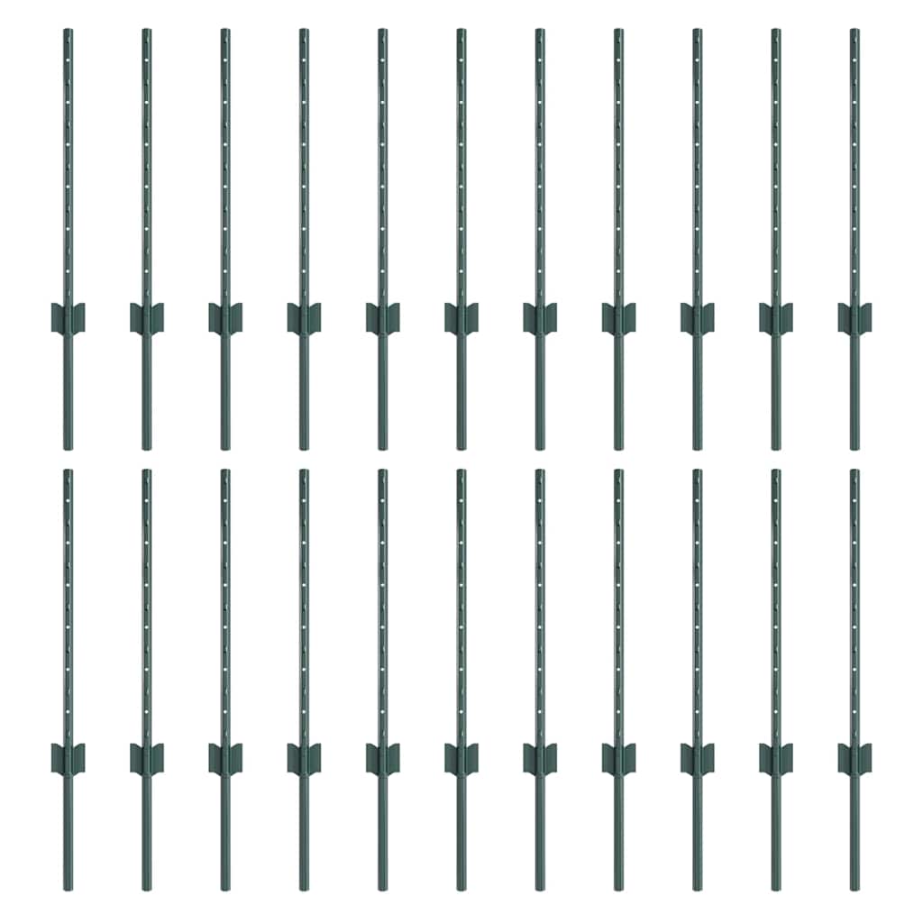 Zaunpfosten 22 pcs Grün 100 cm Stahl