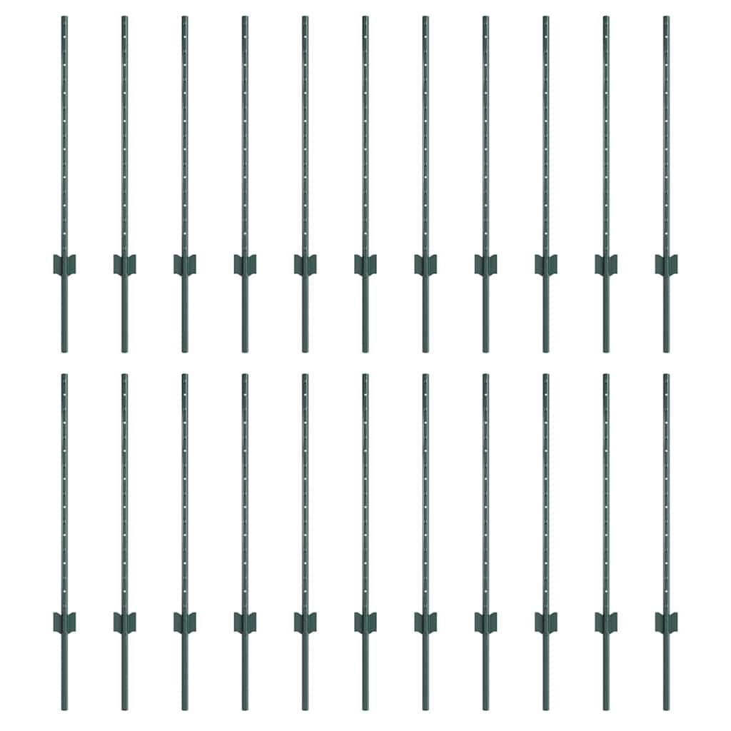 Zaunpfosten 22 pcs Grün 120 cm Stahl