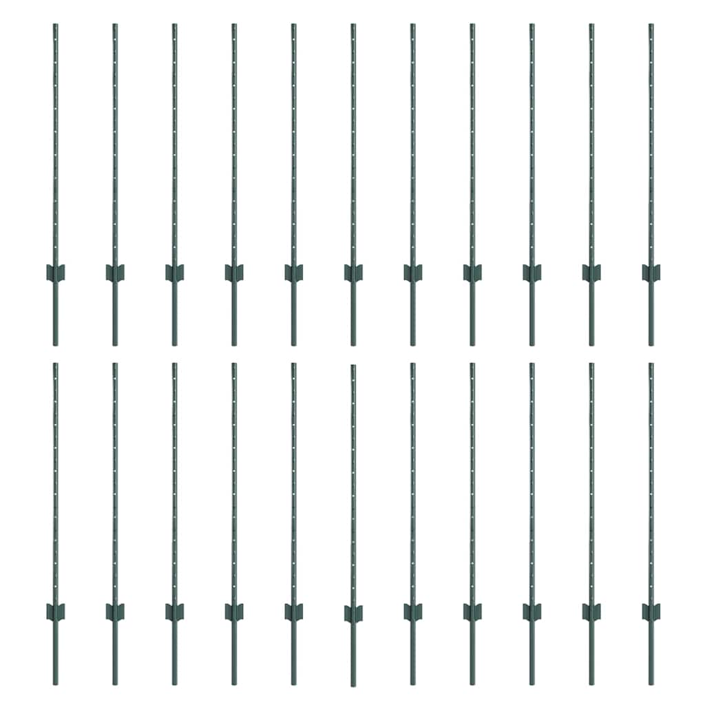 Eingebetteter Zaunpfosten 22 pcs Grün 140 cm