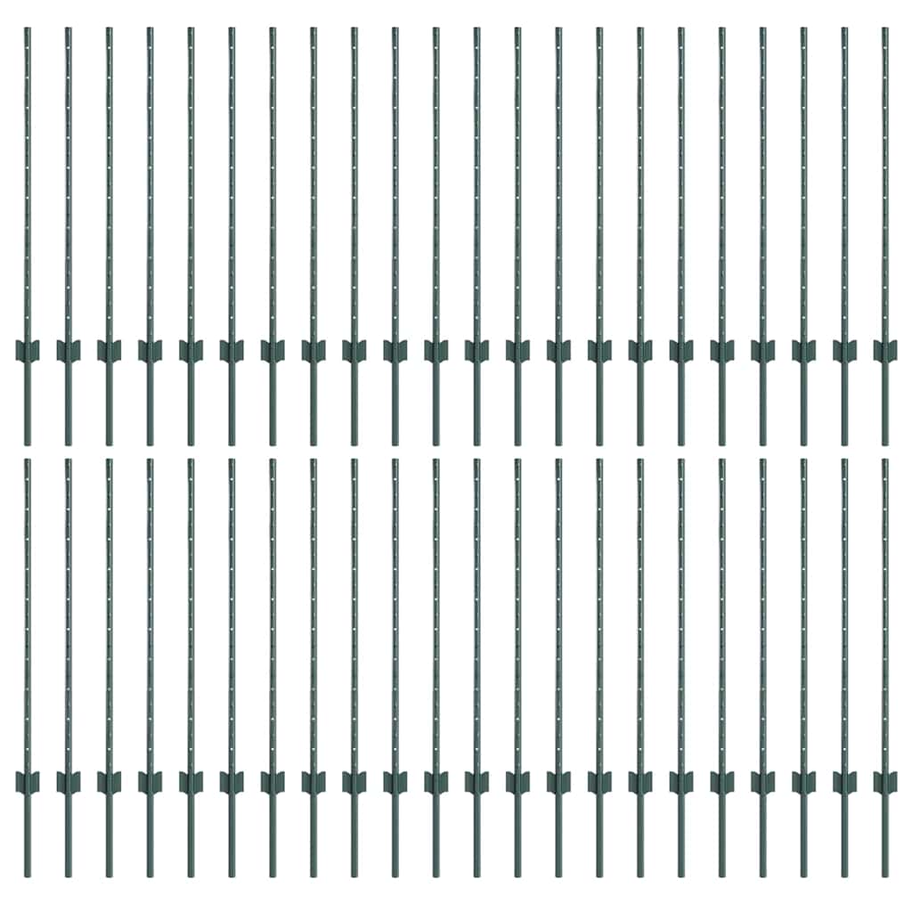 Eingebetteter Zaunpfosten 44 stk. Grün 140 cm