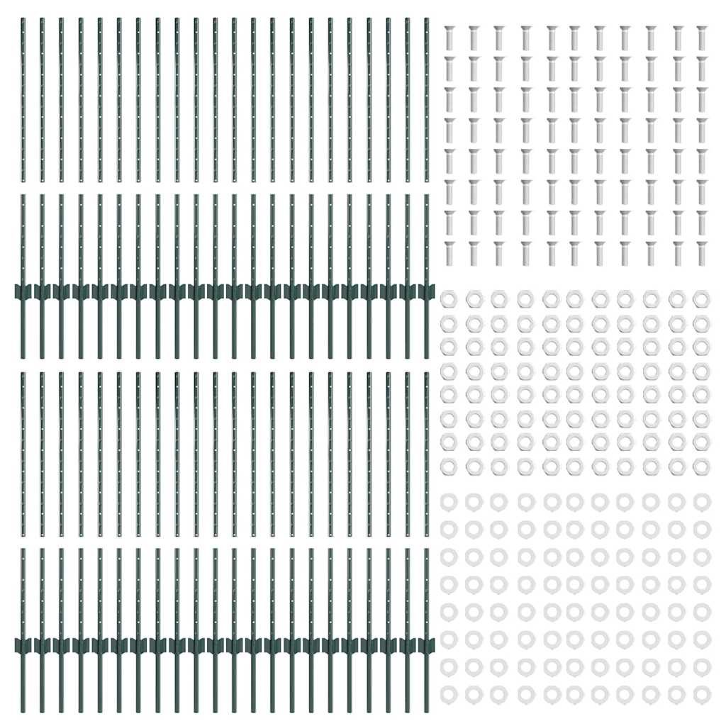 Eingebetteter Zaunpfosten 44 stk. Grün 140 cm