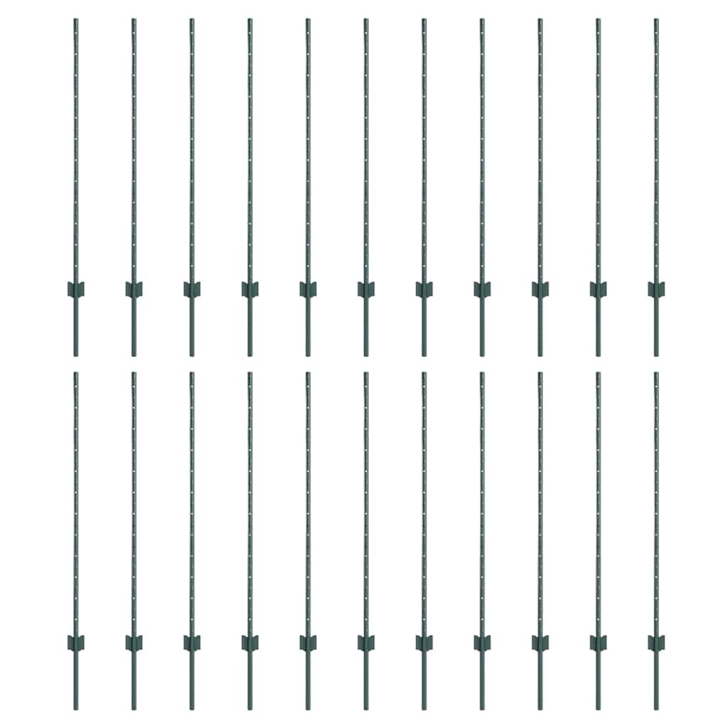 Zaunpfosten 22 pcs Grün 160 cm Stahl