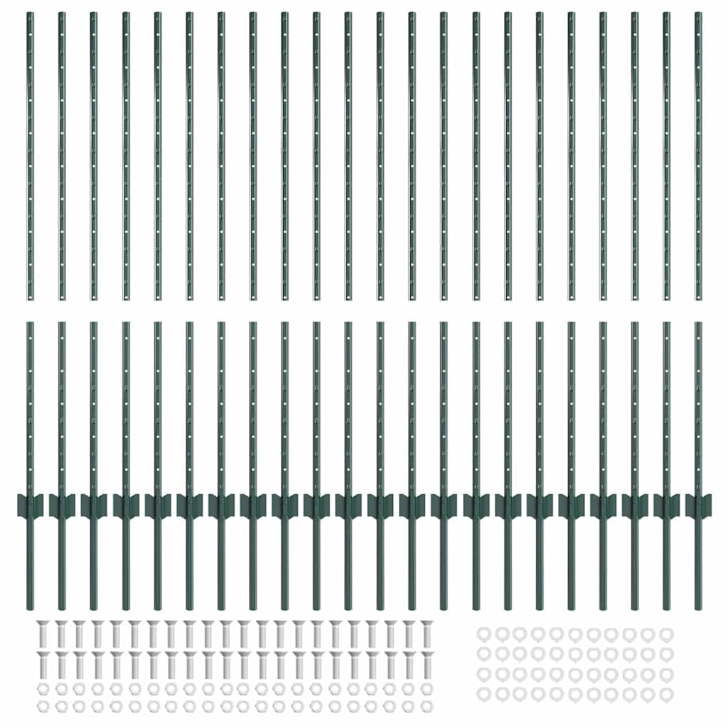 Zaunpfosten 22 pcs Grün 160 cm Stahl