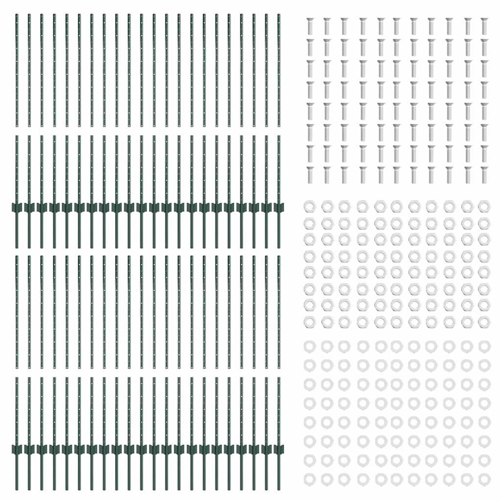 Eingebetteter Zaunpfosten 44 pcs Grün 160 cm