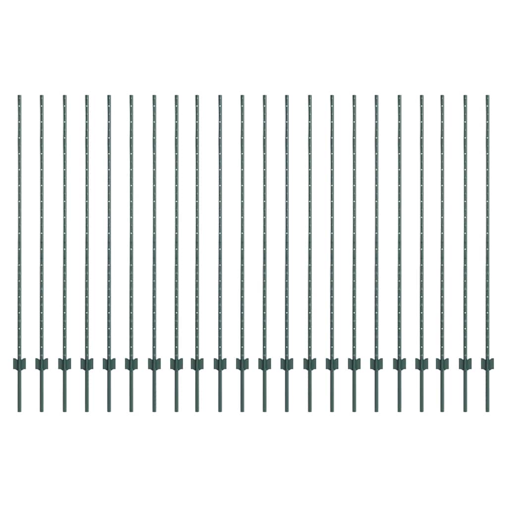 Zaunpfosten 22 pcs Grün 200 cm Stahl