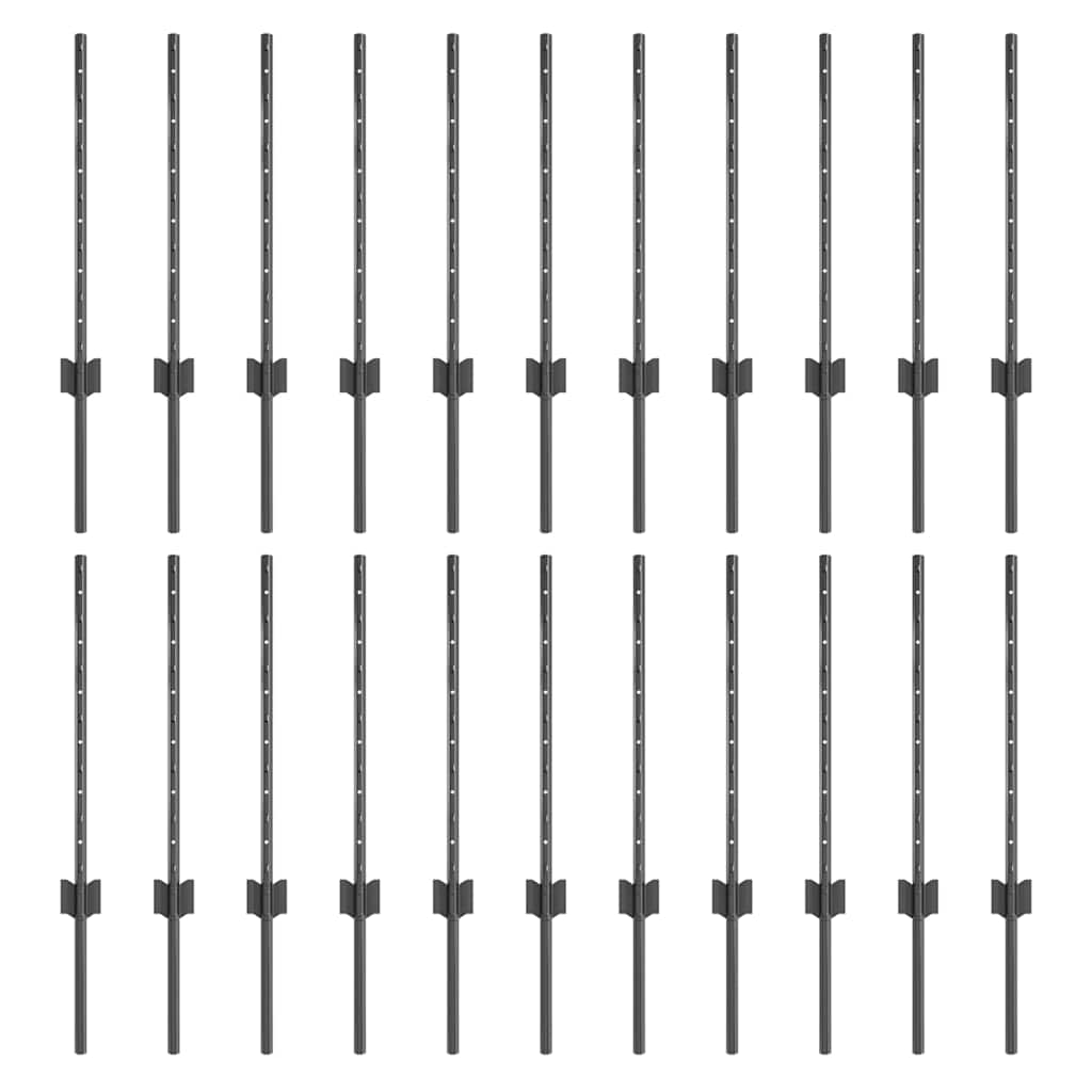 Zaunpfosten 22 pcs Grau 100 cm Stahl
