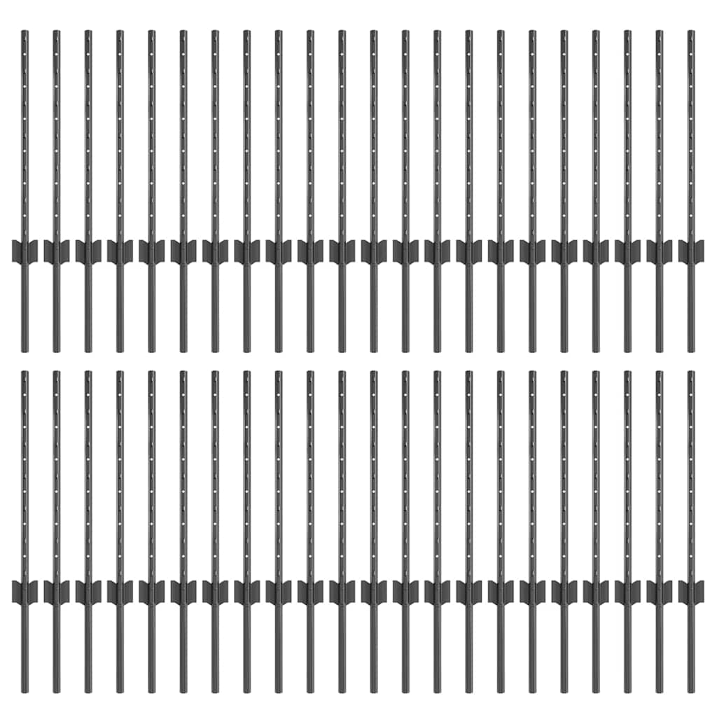 Eingebetteter Zaunpfosten 44 pcs Grau 100 cm