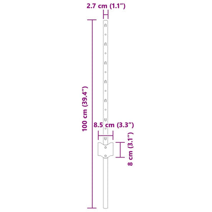 Eingebetteter Zaunpfosten 44 stk. Grau 100 cm