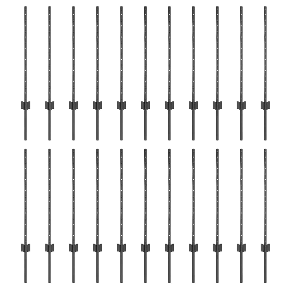 Eingebetteter Zaunpfosten 22 pcs Grau 120 cm