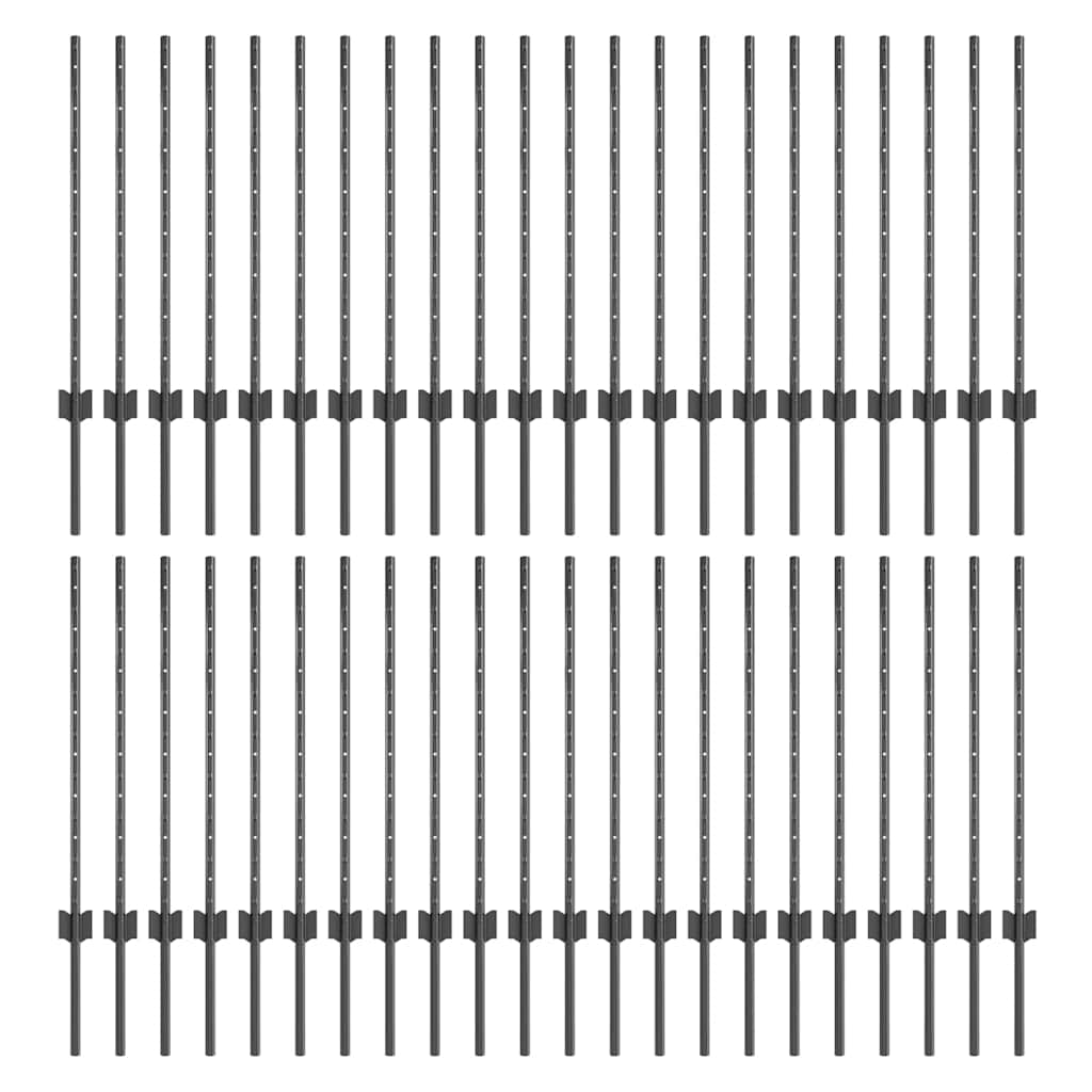 Eingebetteter Zaunpfosten 44 pcs Grau 120 cm