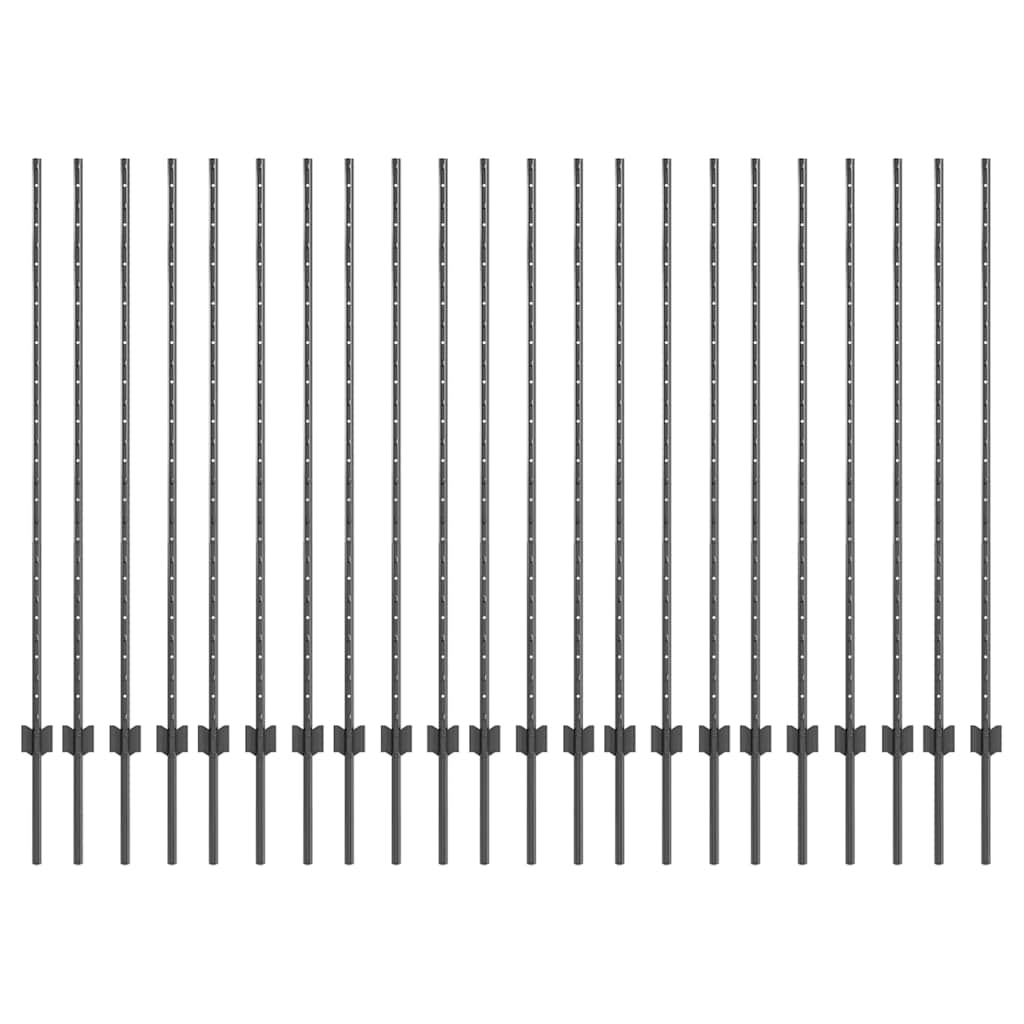 Eingebetteter Zaunpfosten 22 pcs Grau 180 cm