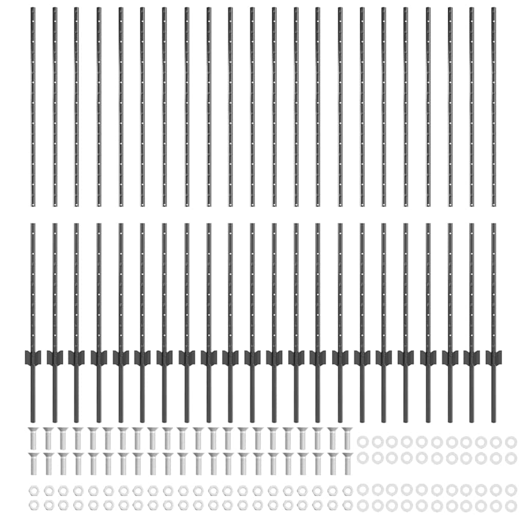 Eingebetteter Zaunpfosten 22 pcs Grau 180 cm
