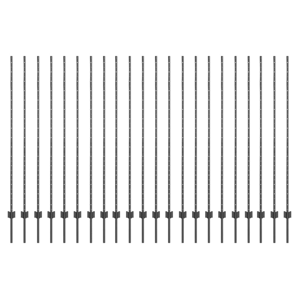 Eingebetteter Zaunpfosten 22 pcs Grau 200 cm