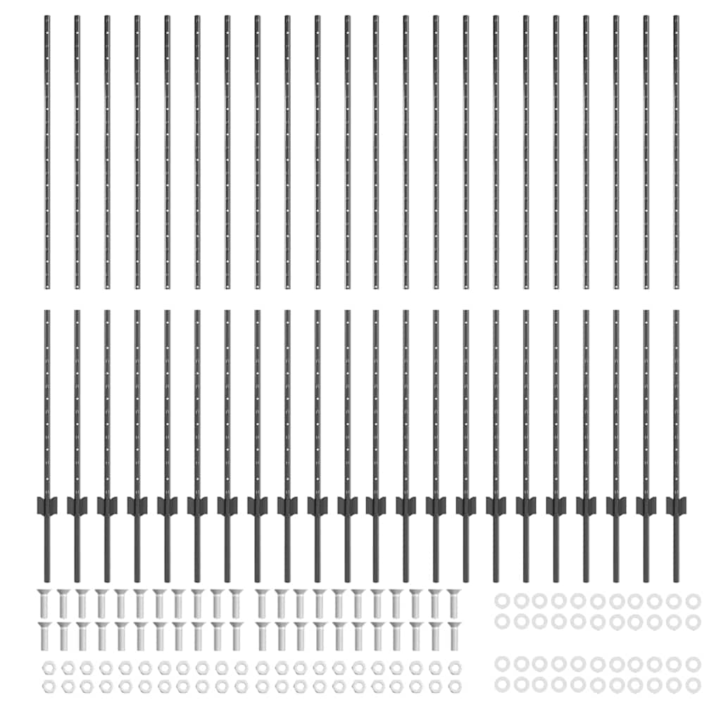 Eingebetteter Zaunpfosten 22 pcs Grau 200 cm