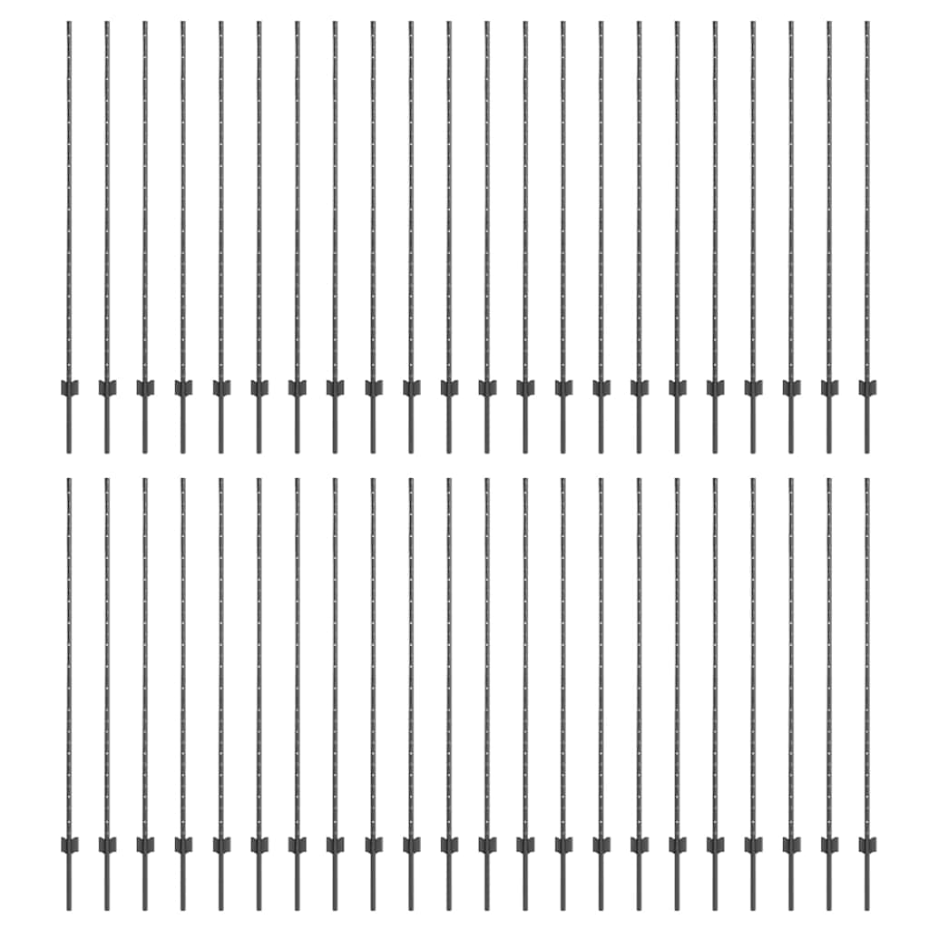 Eingebetteter Zaunpfosten 44 Stk. Grau 200 cm