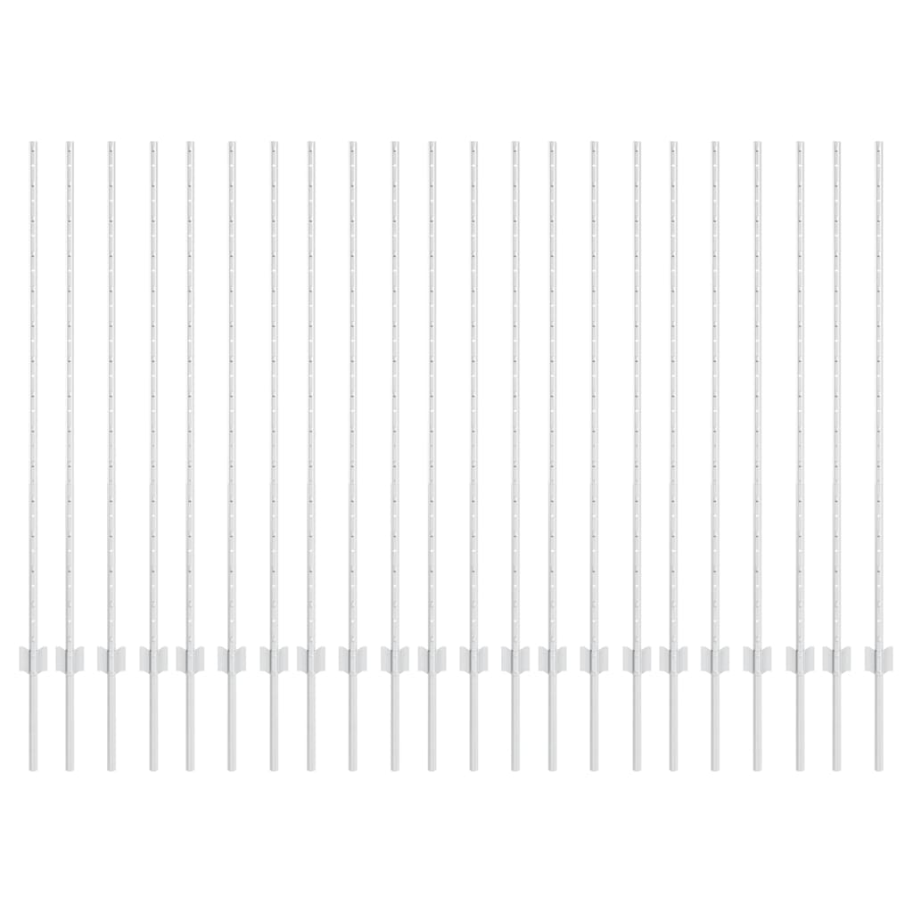 Eingebetteter Zaunpfosten 22 Stk. Silber 180 cm