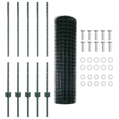 Euro-Zaun mit Pfosten 10 x 1 m PVC-beschichteter Stahl Grün