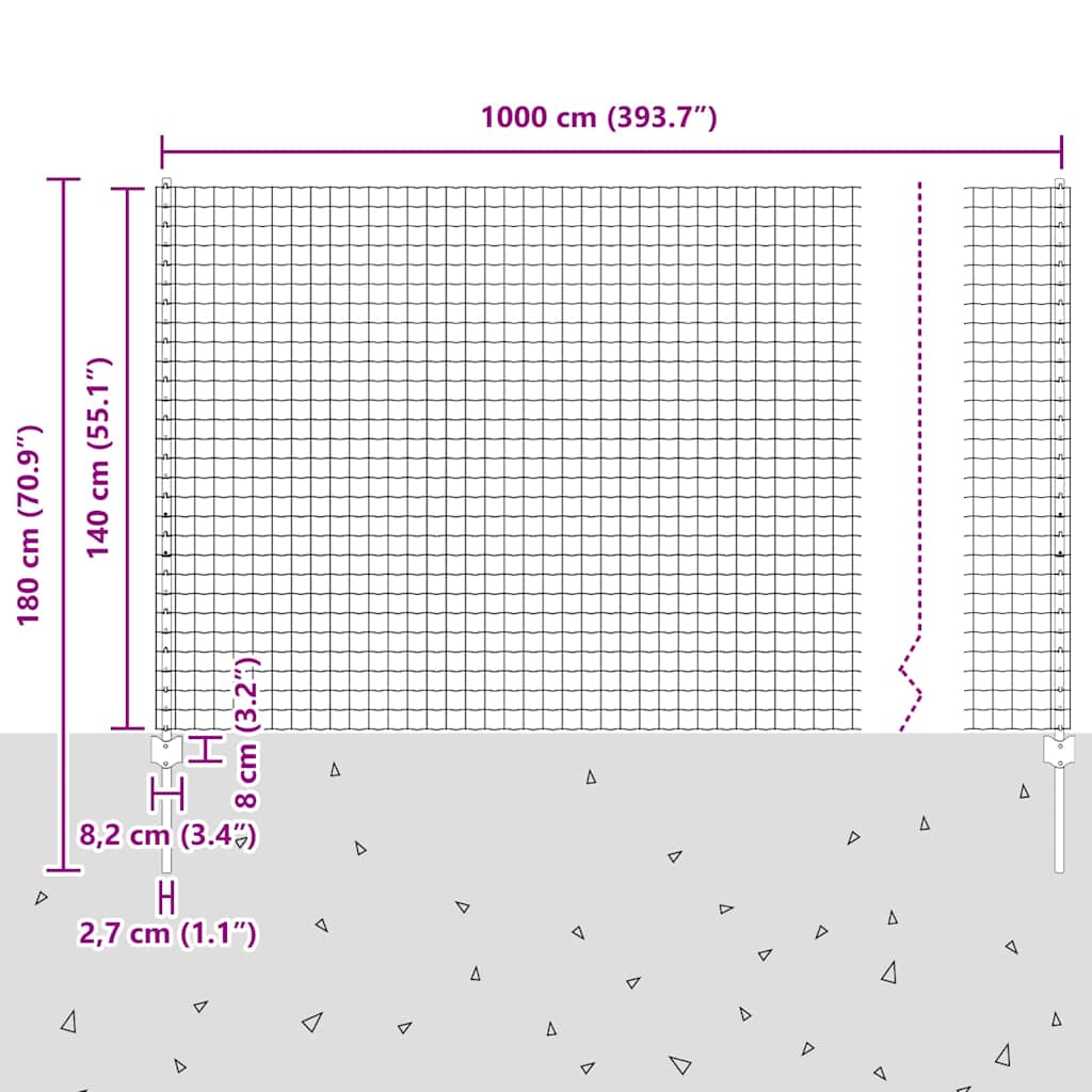 Geschweißter Drahtzaun 10 x 1,4 m (B x H)