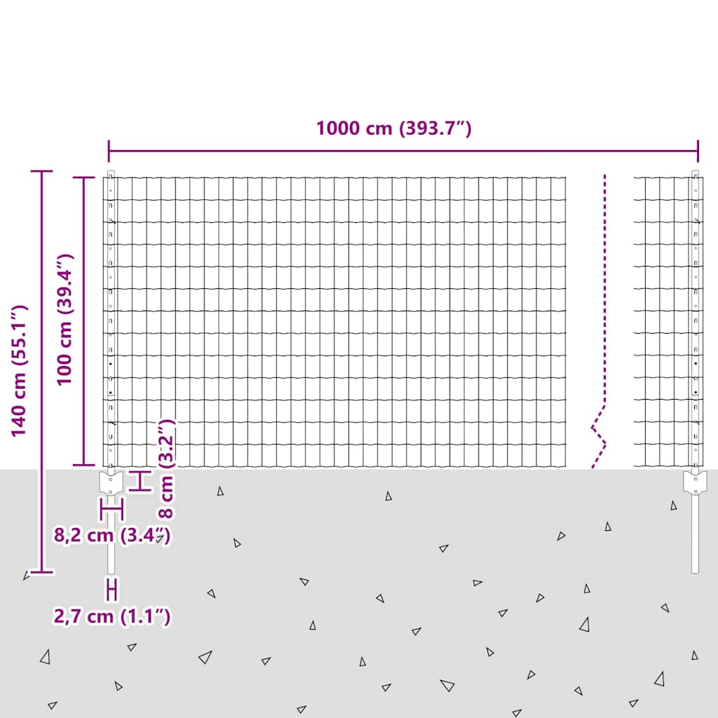 Zaun mit Pfosten Grün