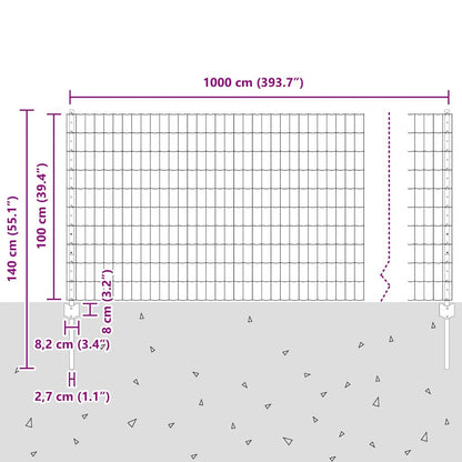 Euro-Zaun mit Pfosten 10 x 1 m PVC-beschichteter Stahl Grün
