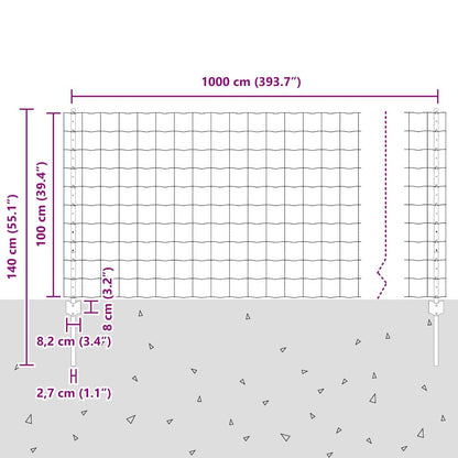 Euro-Zaun mit Pfosten 10 x 1 m PVC-beschichteter Stahl Grün