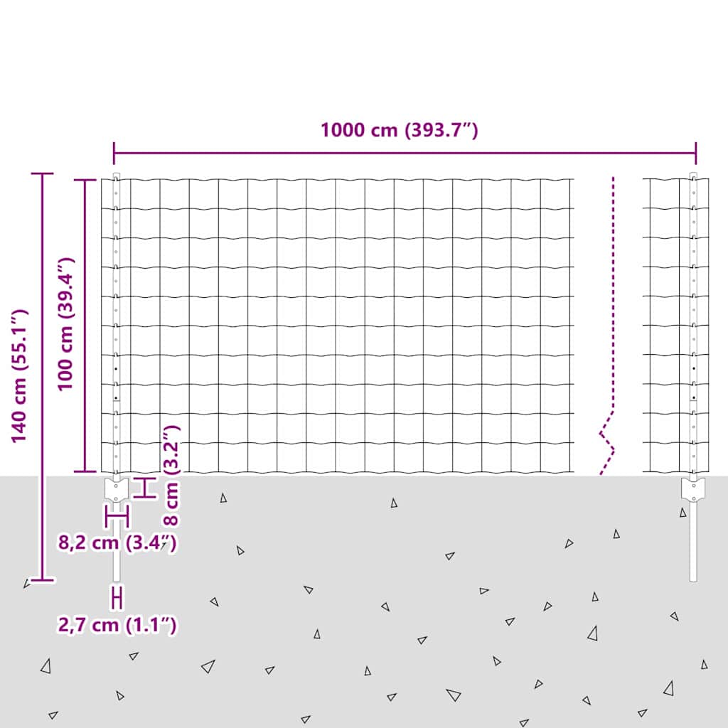 Geschweißter Drahtzaun 10 x 1 m (B x H) PVC-beschichteter Stahl