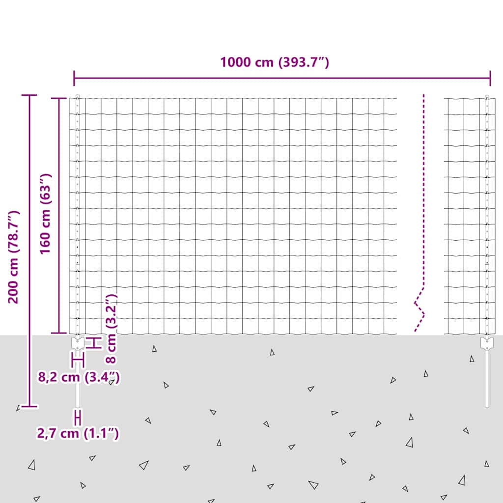Geschweißter Drahtzaun 10 x 1,6 m (B x H)