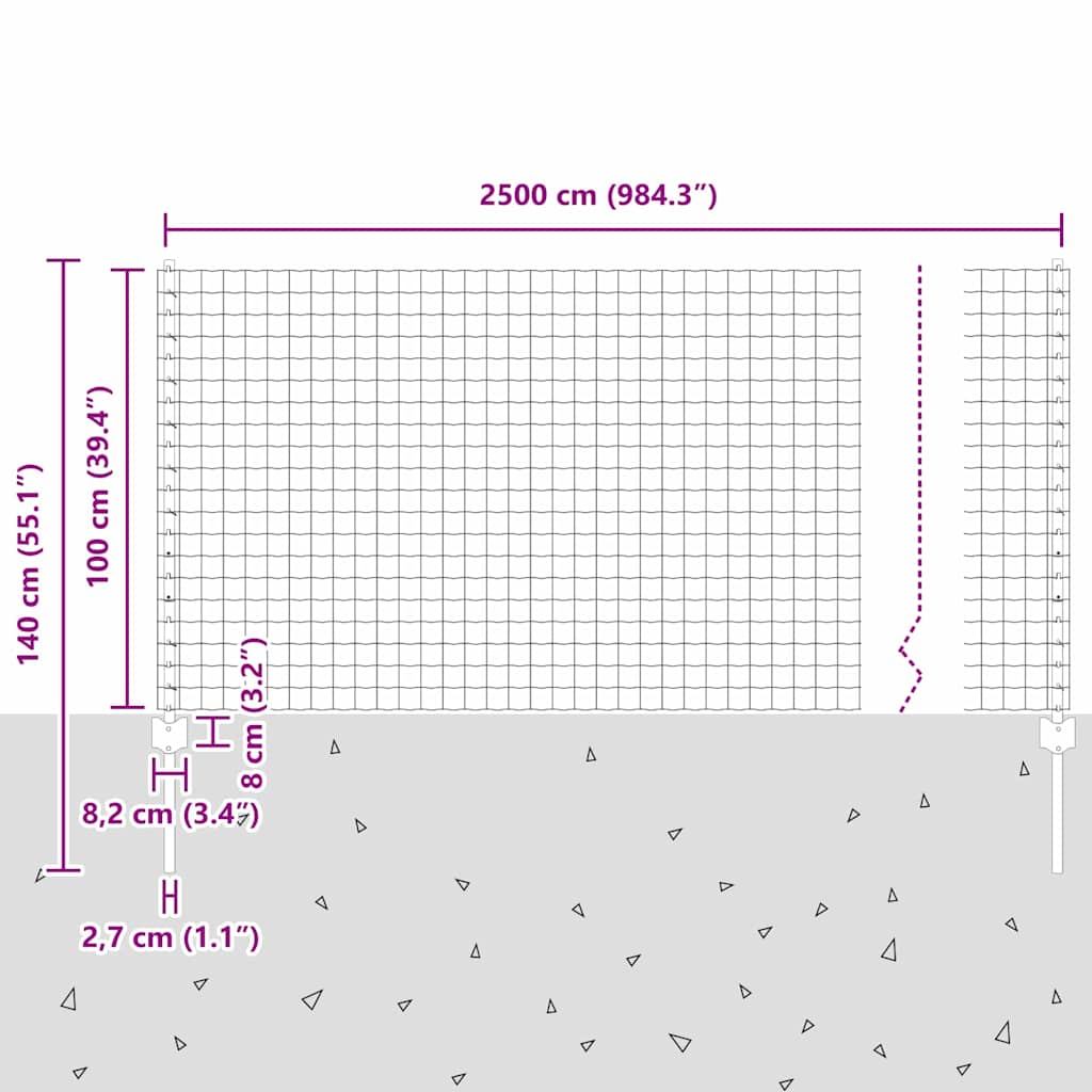 Geschweißter Drahtzaun 25 x 1 m (B x H) PVC-beschichteter Stahl