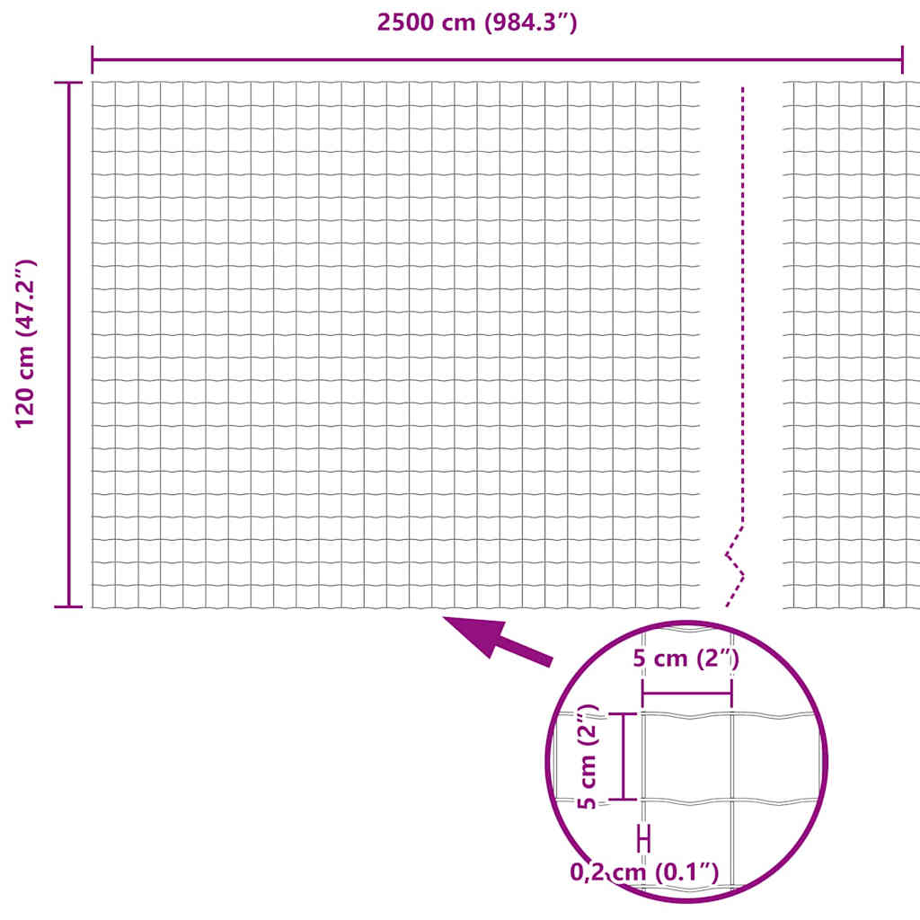 Geschweißter Drahtzaun 25 x 1,2 m (B x H)