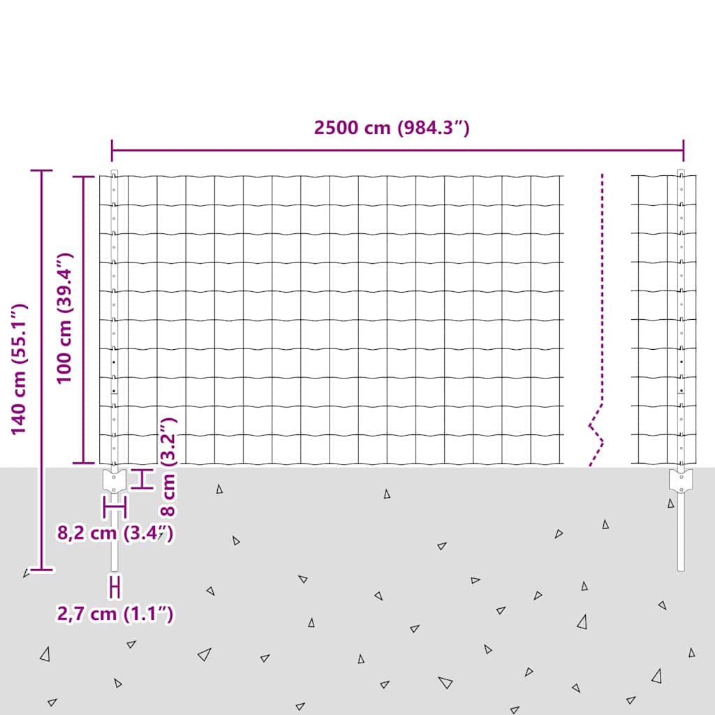 Geschweißter Drahtzaun 25 x 1 m (B x H) PVC-beschichteter Stahl