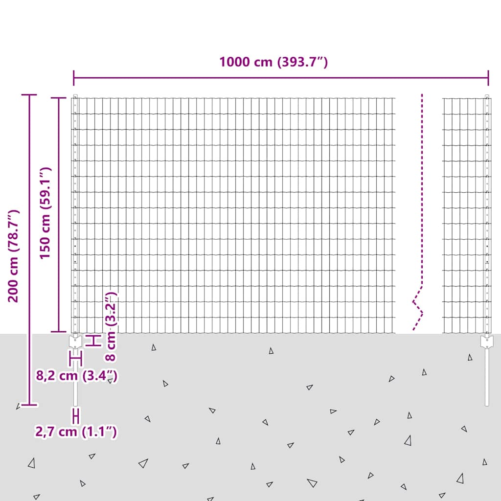 Zaun mit Pfosten Grau