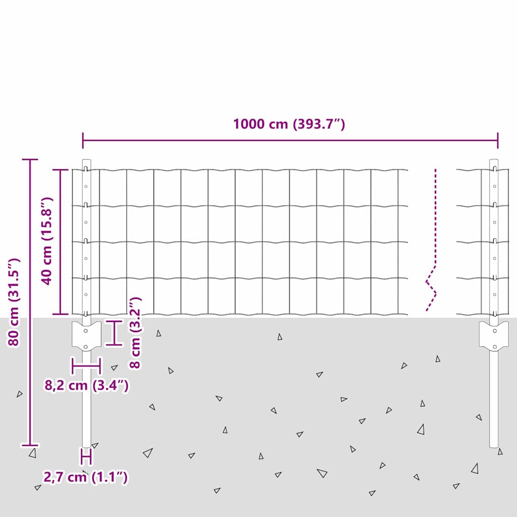 Geschweißter Drahtzaun 10 x 0,4 m (B x H)