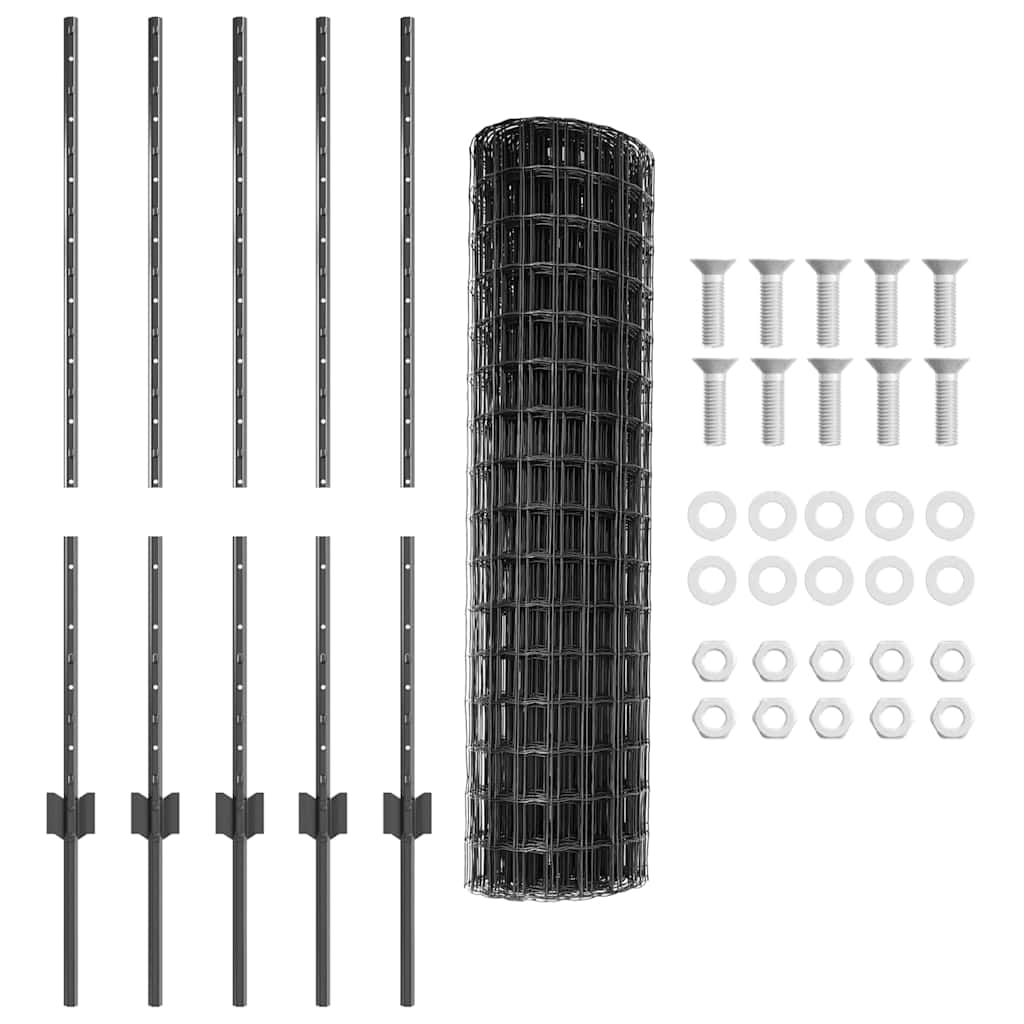 Geschweißter Drahtzaun 10 x 1 m (B x H) PVC-beschichteter Stahl