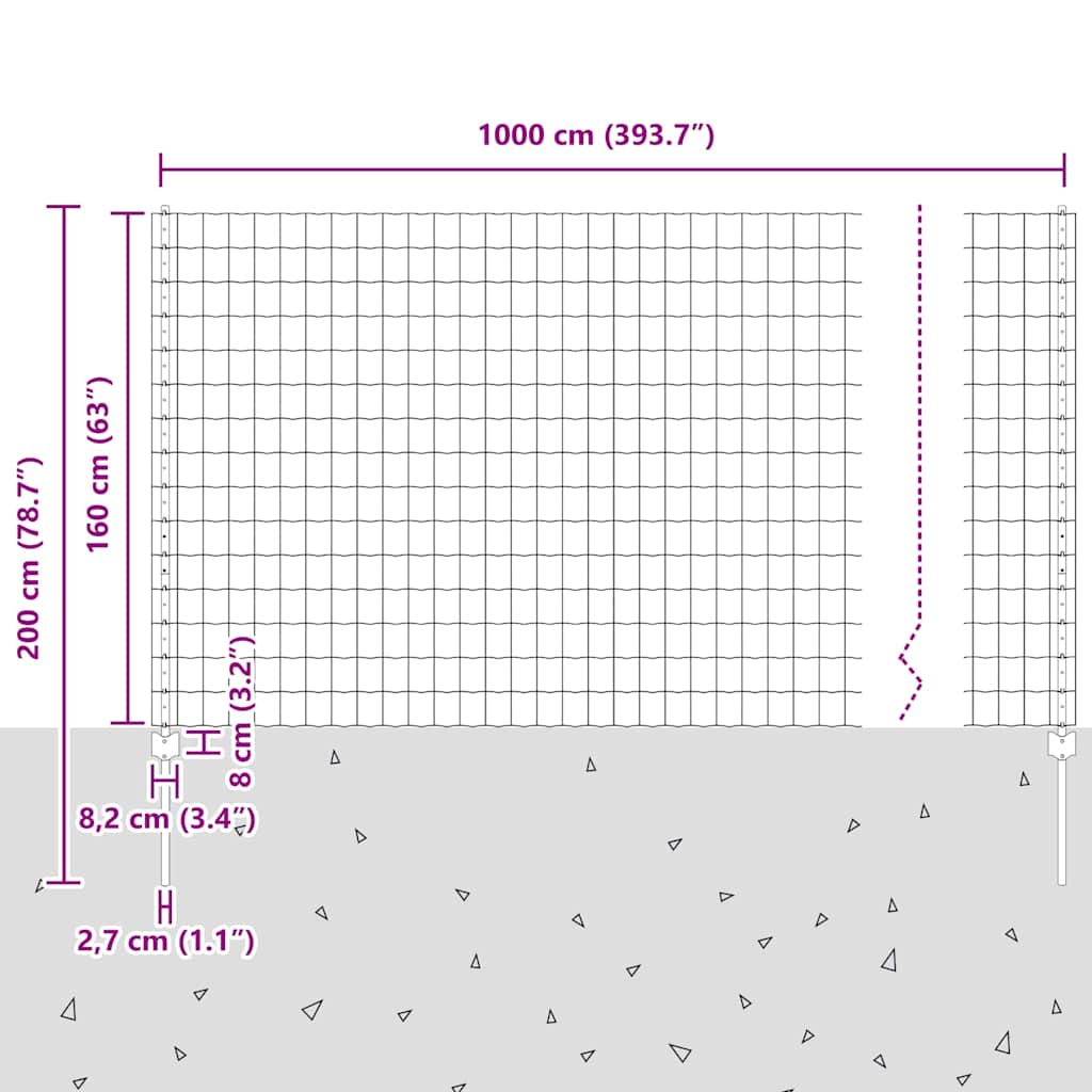 Zaun mit Pfosten Grau