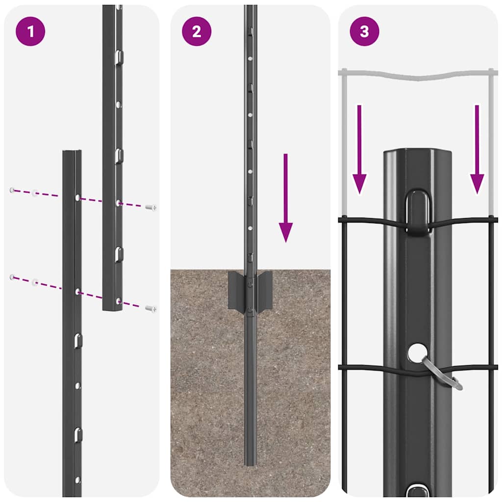 Zaun mit Pfosten Grau