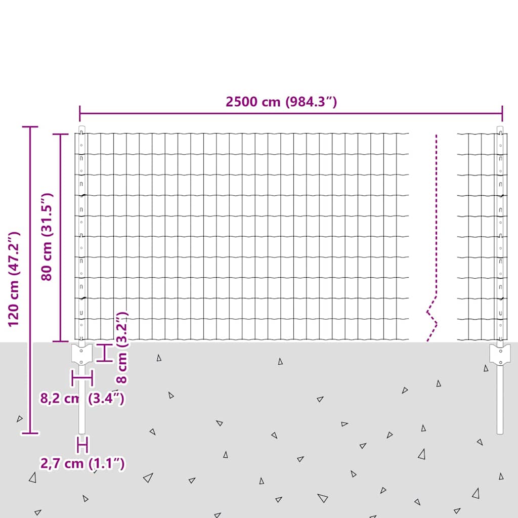 Zaun mit Pfosten Grau