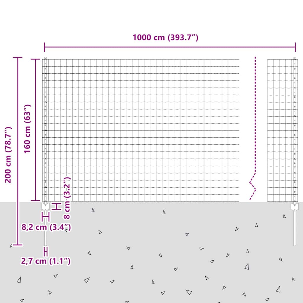 Zaun mit Pfosten Grau