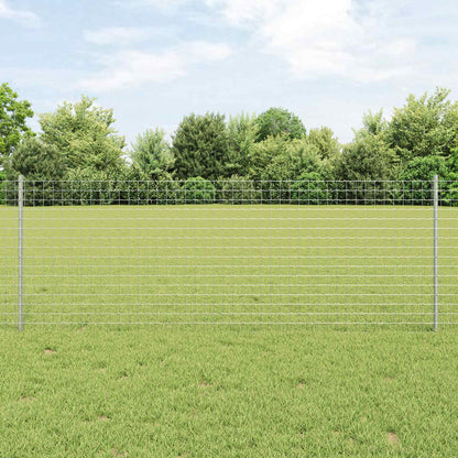 Euro-Zaun mit Pfosten 10 x 0,8 m Verzinkter Stahl Silber Netz