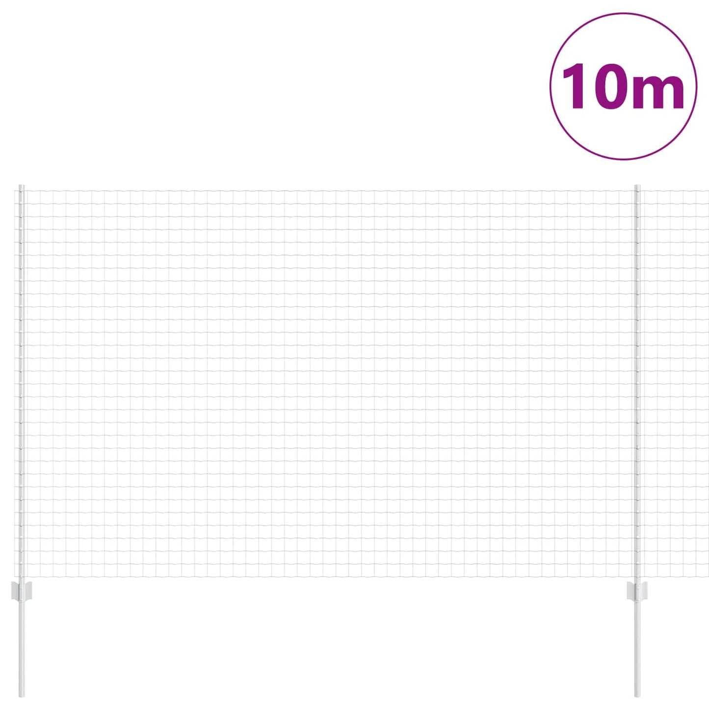 Euro-Zaun mit Pfosten 10 x 1,6 m Verzinkter Stahl Silber Netz