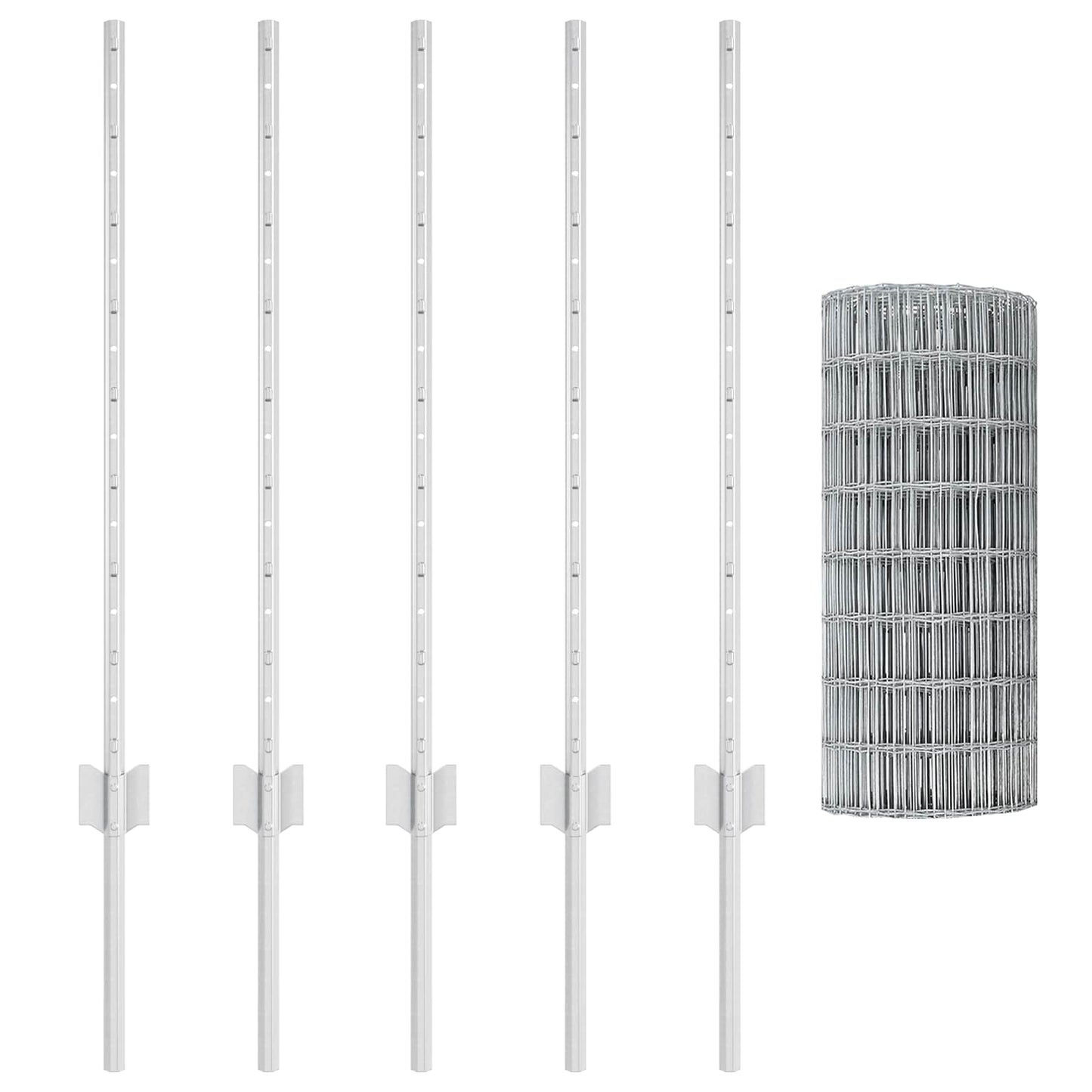 Zaun mit Pfosten Silber