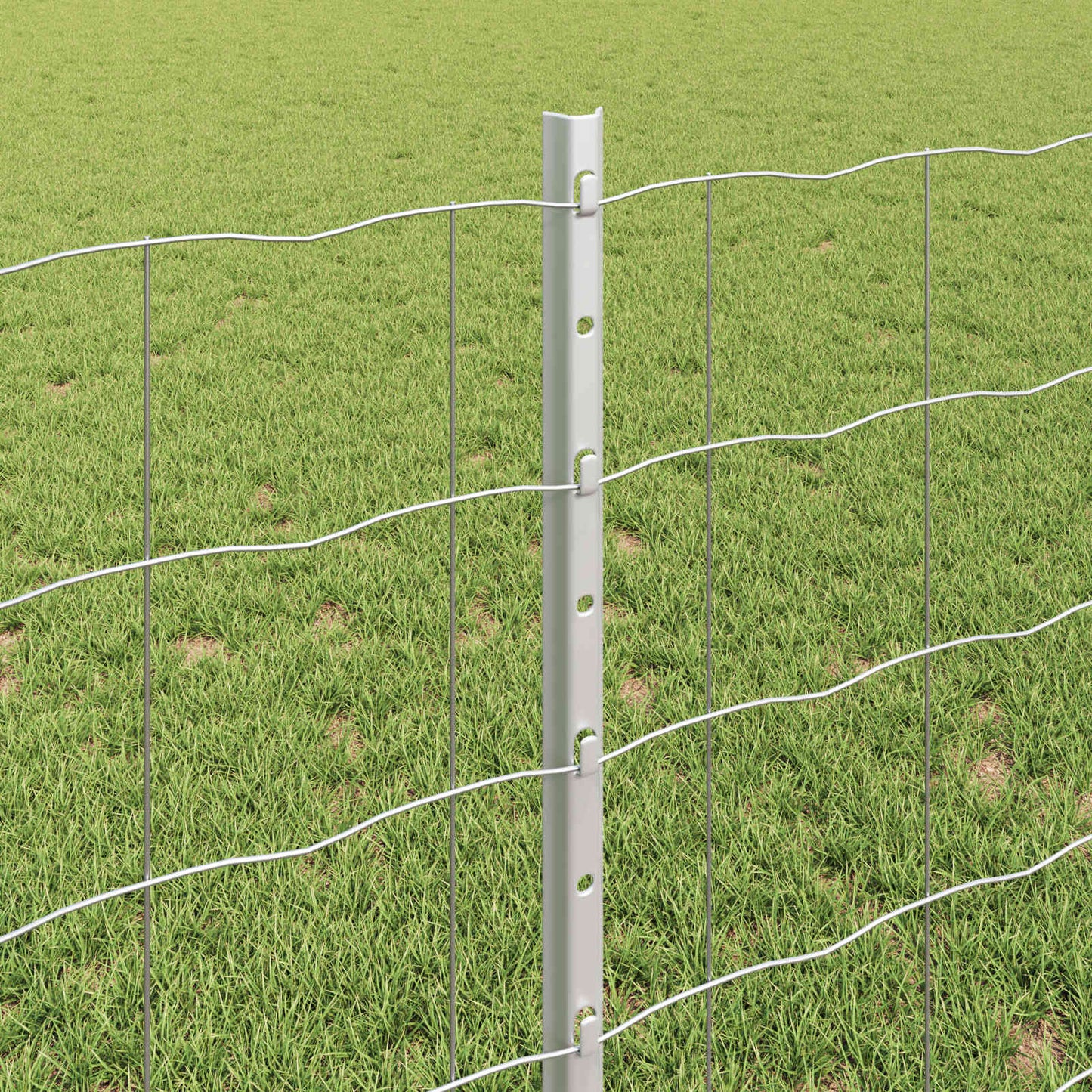 Euro-Zaun mit Pfosten 10 x 0,8 m Verzinkter Stahl Silber Netz