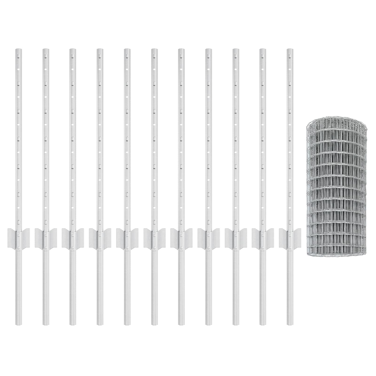 Zaun mit Pfosten Silber