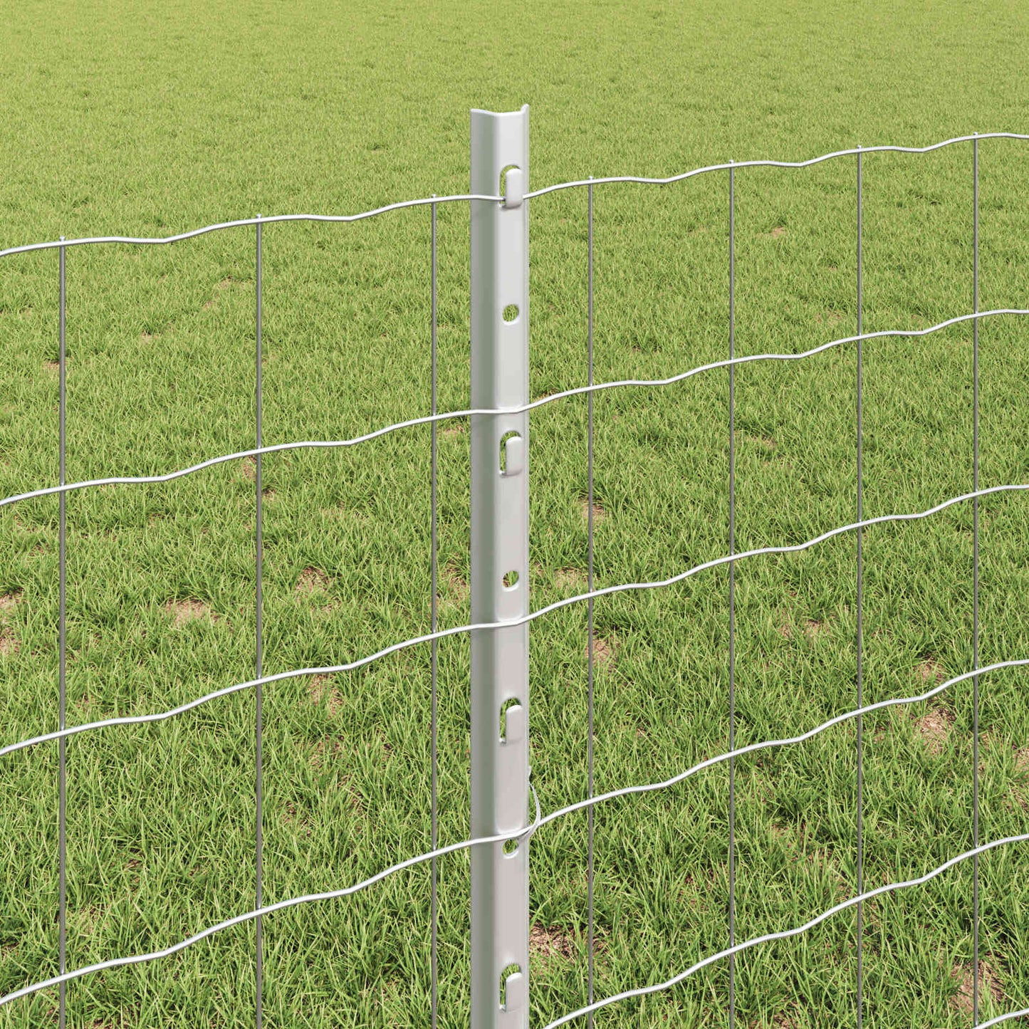 Zaun mit Pfosten Silber