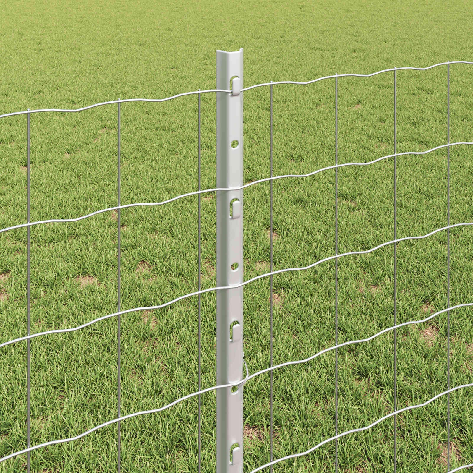 Zaun mit Pfosten Silber
