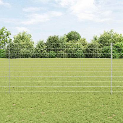 Euro-Zaun mit Pfosten 10 x 1,6 m Verzinkter Stahl Silber Netz